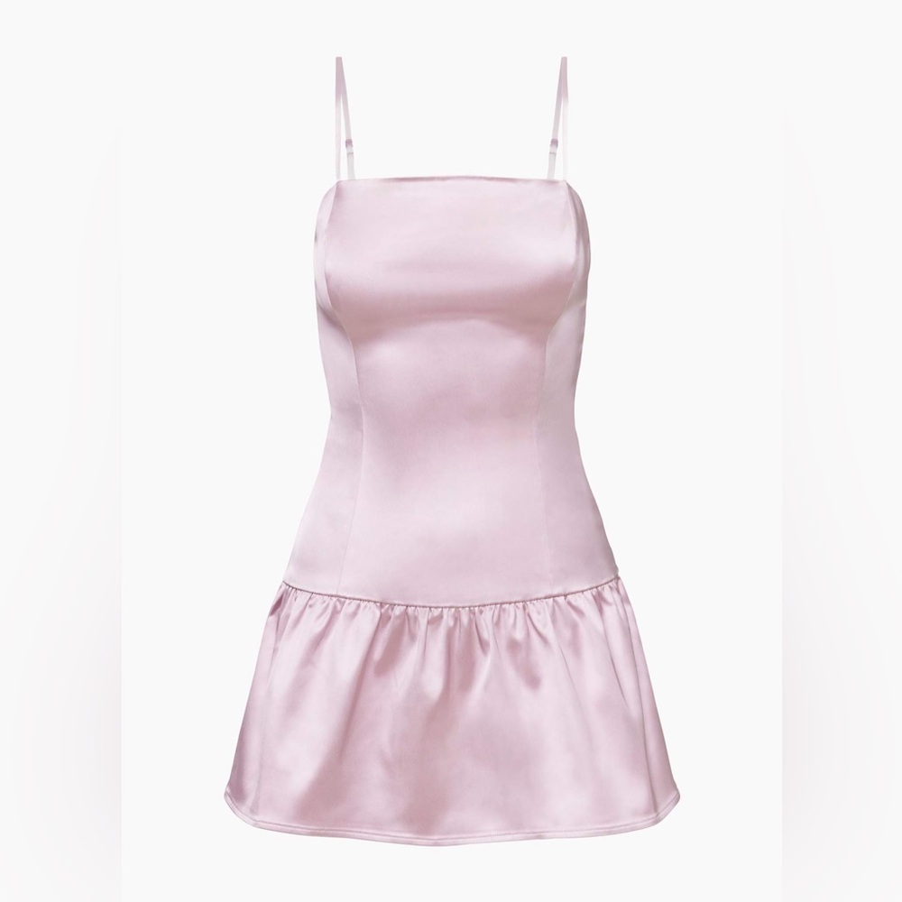 Sunday Best Satin Mini Dress in Light Pink